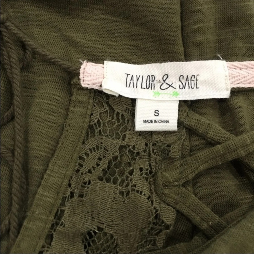 Taylor & Sage olive green back lace up top - Picture 6 of 7